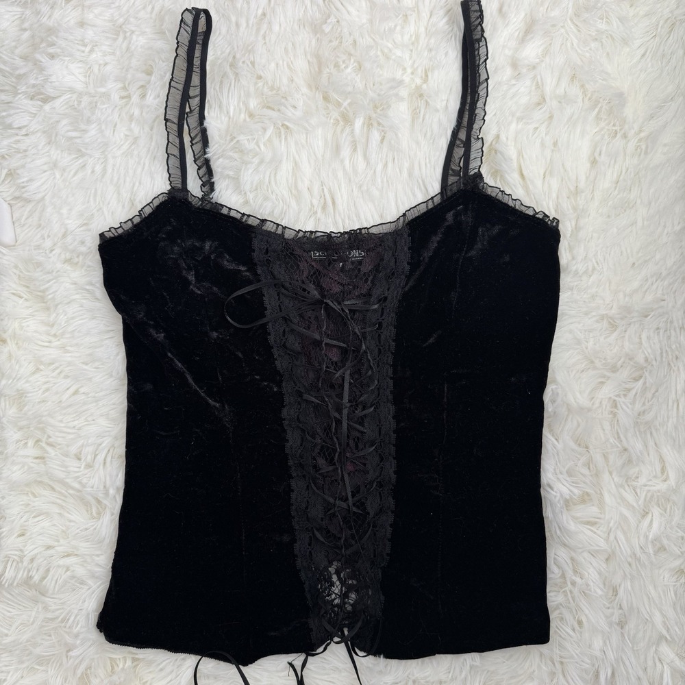 Velvet Whimsigoth Fairy Grunge Corset Top M VTG Y2K Witchy Vamp Indie Lace Up - Picture 6 of 8